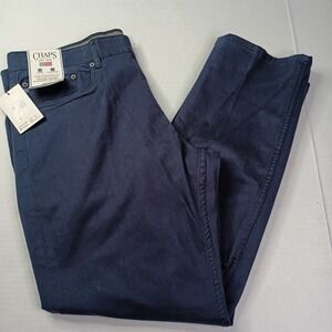 Chaps 5-Pocket Twill Pants Men's Size 38x30 Navy Blue Slim Straight Fit Stretch